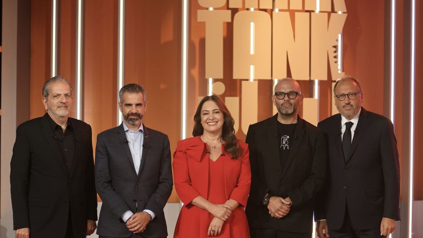 Maroun Chammas, Hassan Ezzeddine, Christine Assouad, Georges Karam and Alain Bejjani make up the panel of investors on the show in this undated promotional image for "Shark Tank Lebanon." — LCBI/Instagram
