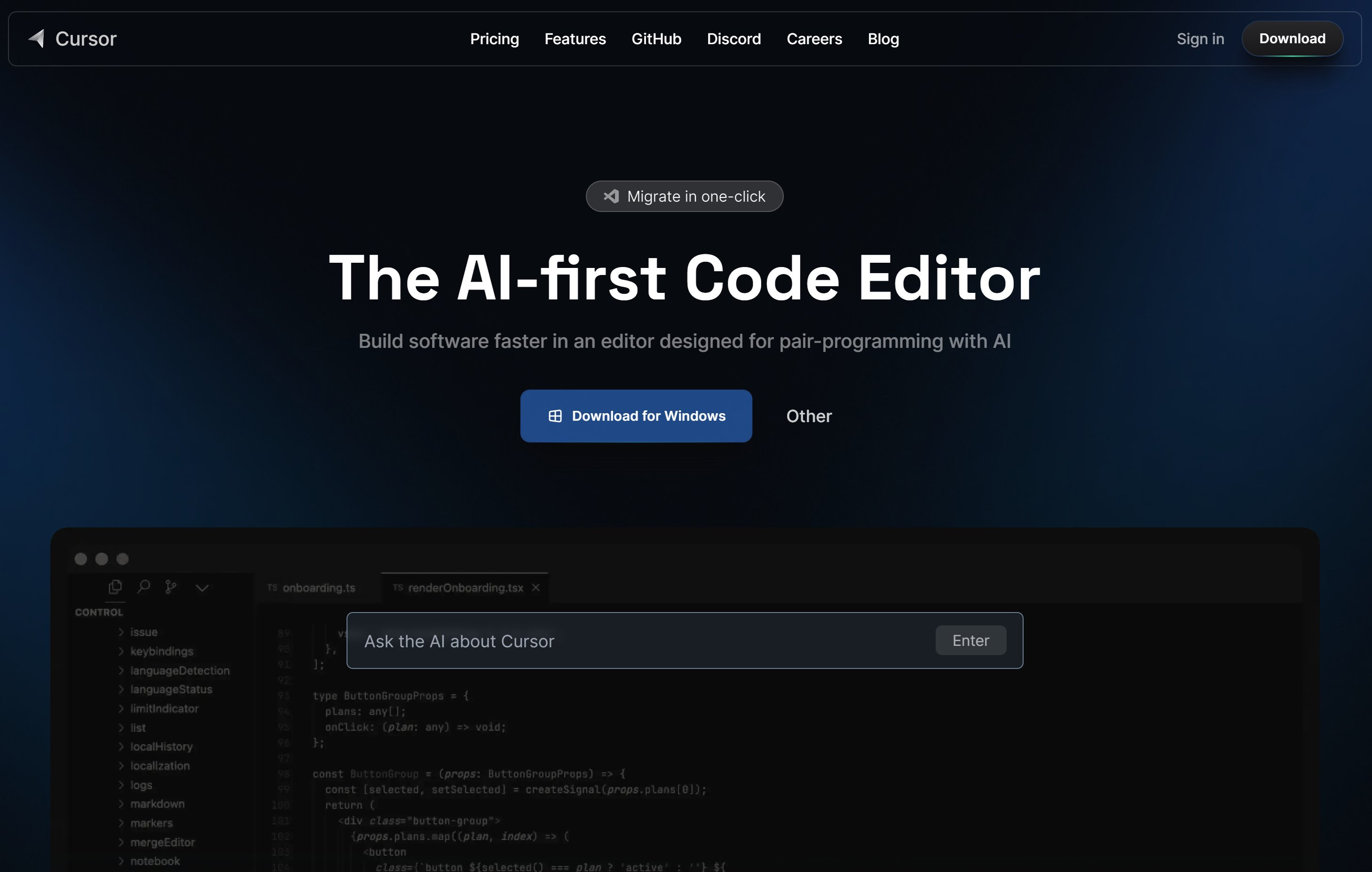 The Cursor AI code editor interface displayed on a laptop screen with lines of code and AI suggestions visible