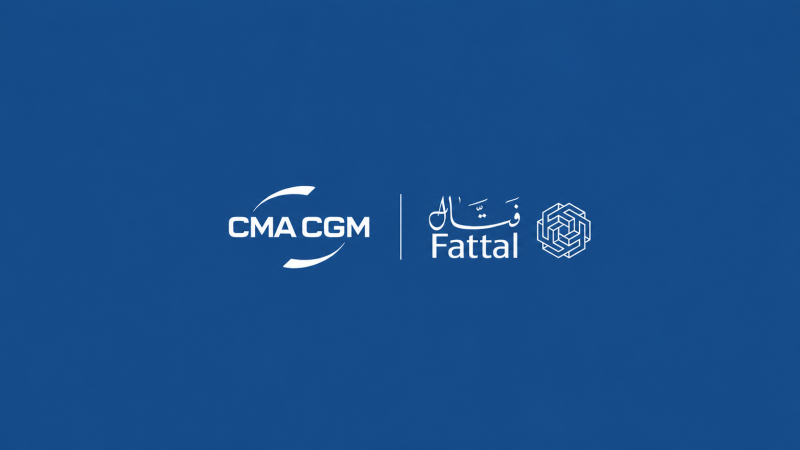 A CMA CGM container ship at berth, with stacked containers on the quay, representing the group's shipping and logistics operations in Lebanon and the MENA region.